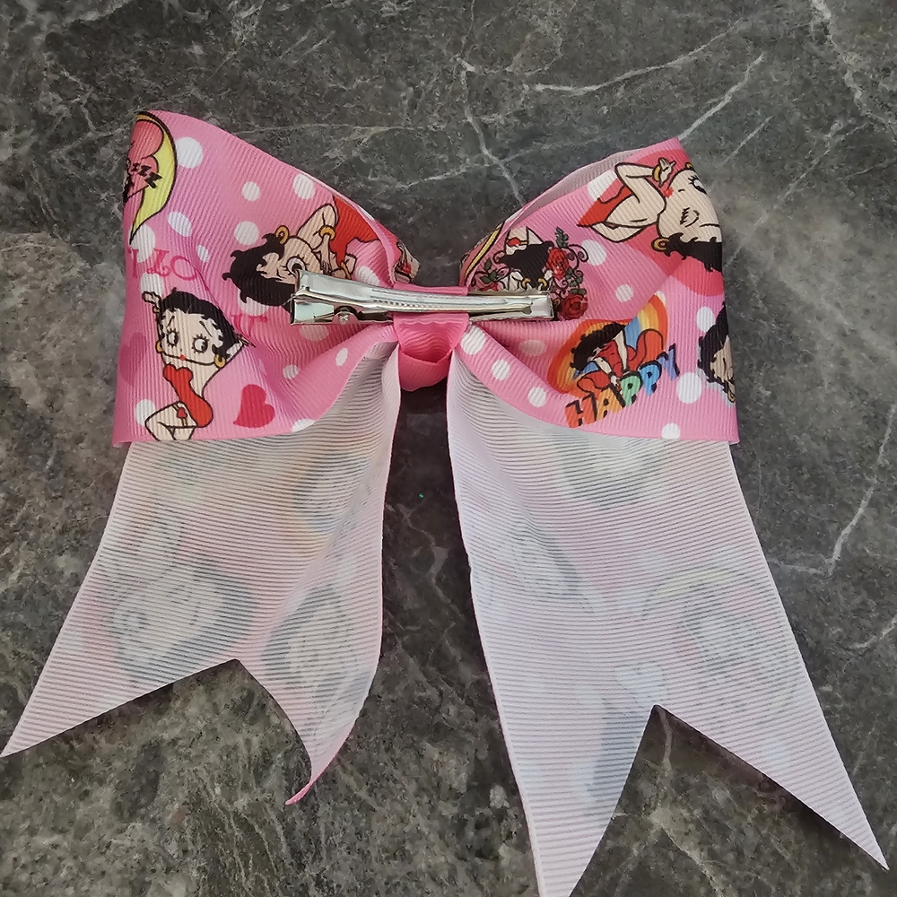 Betty Boop Pink Polka Dot Jumbo Hair Bow Alligator Clip Accessory NWOT - Picture 4 of 4